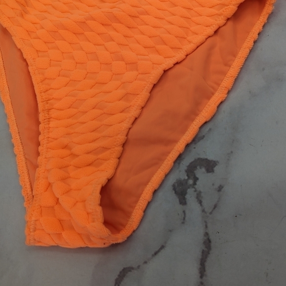 Good American Swim Bottom Women 2 Medium Orange Jacquard High Rise Good Cheeky - Picture 5 of 12